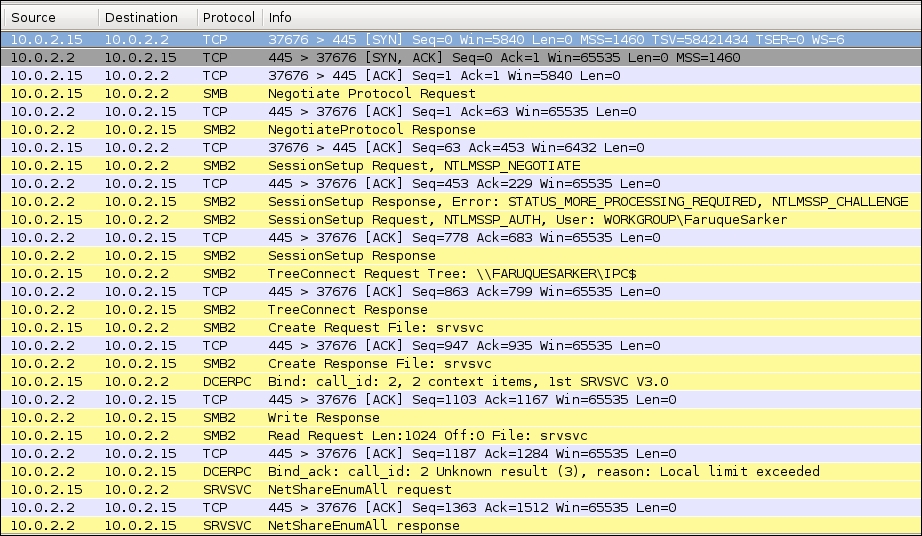 Inspecting SAMBA packets