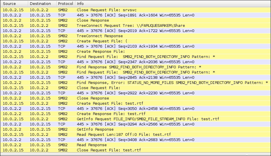 Inspecting SAMBA packets