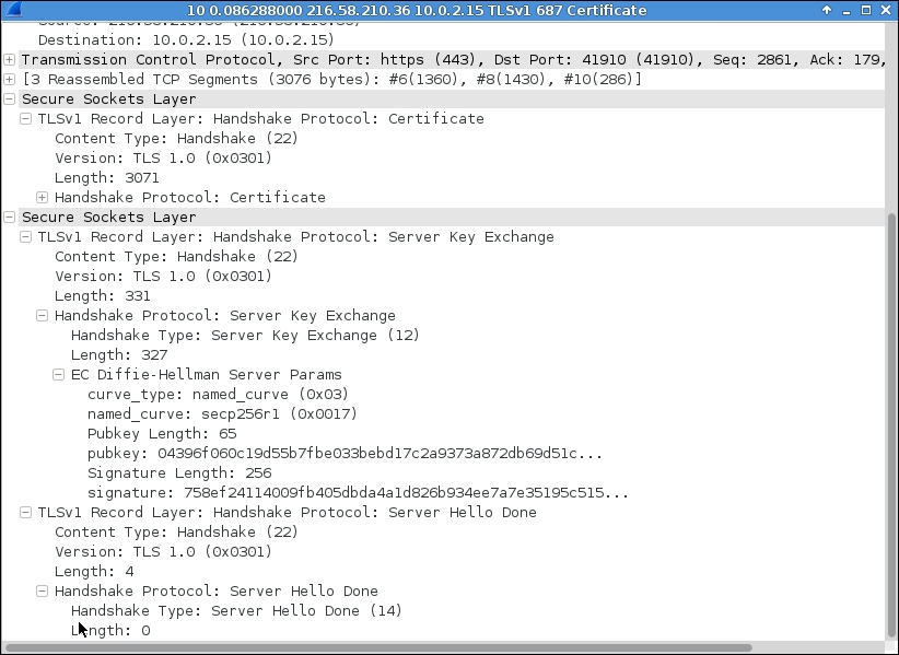 Inspecting standard SSL client/server communication