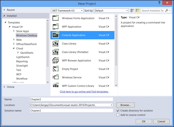 Creating a new project that uses Entity Framework