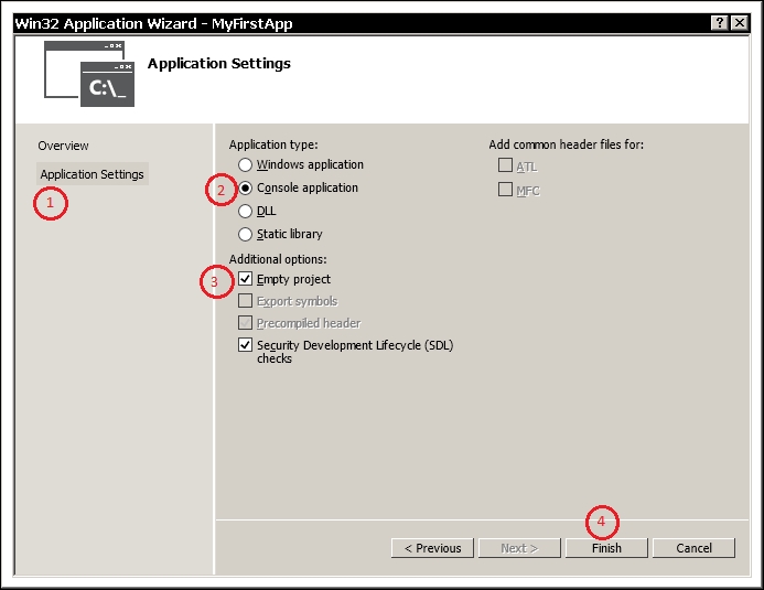 Using Microsoft Visual C++ on Windows