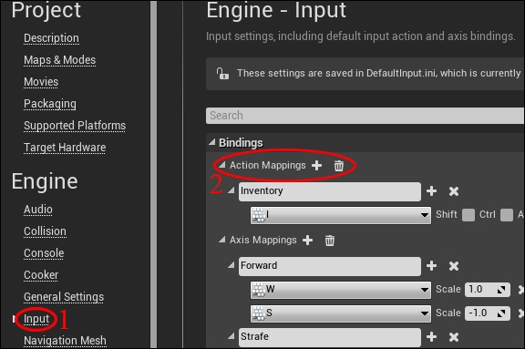 Attaching an action mapping to a key