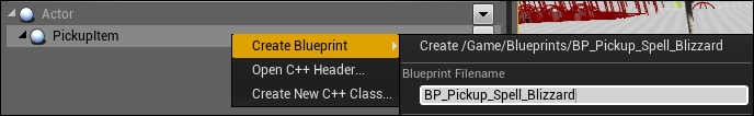 Creating blueprints for PickupItems that cast spells