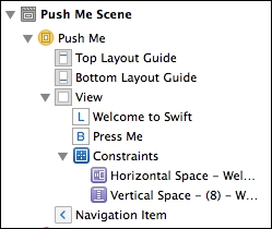 Adding constraints to the Press Me scene