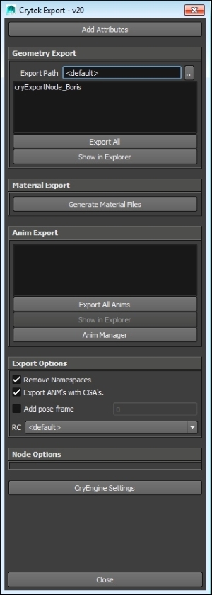 Exporting a mesh and materials into CRYENGINE