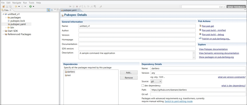 Managing library dependencies with pub