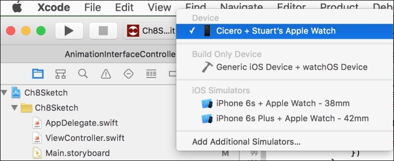 Select the device in Xcode