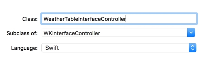 Coding WeatherTableInterfaceController