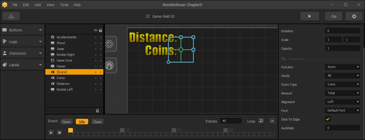 Dynamic text (score indicators)