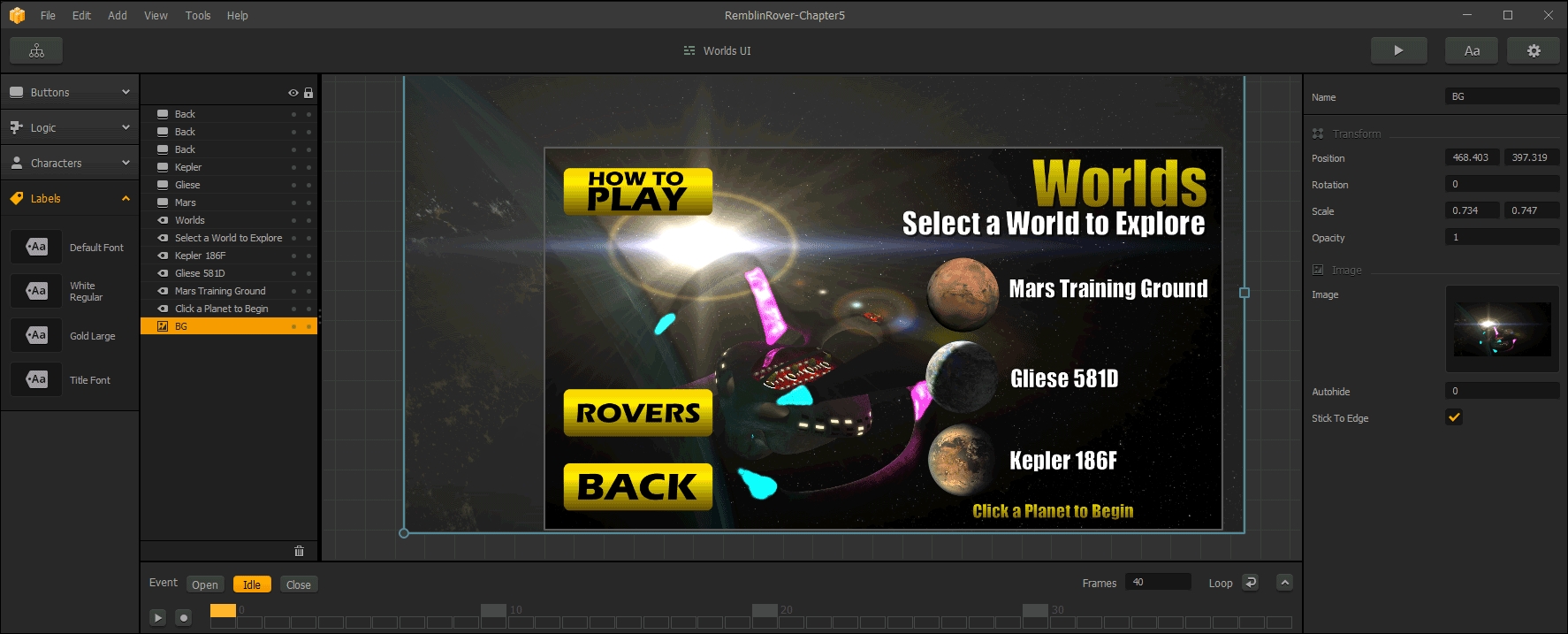 Main Menu and Worlds UIs