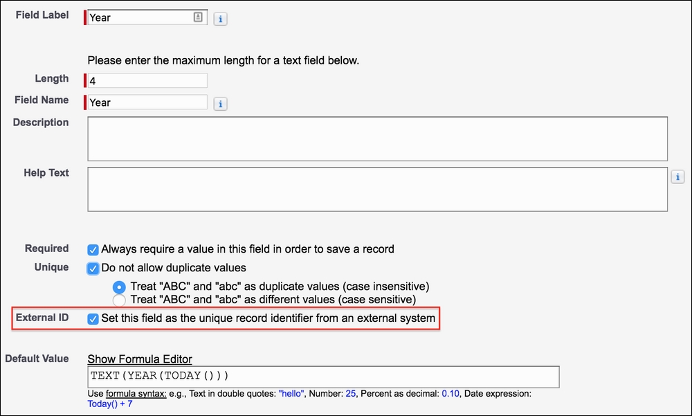 Default field values