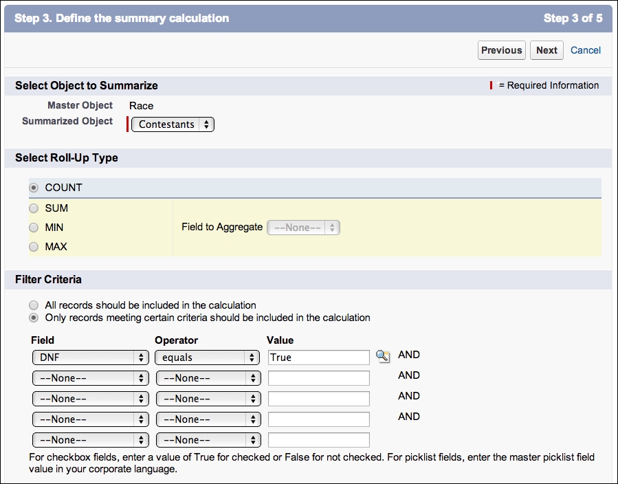 Rollup summaries and limits