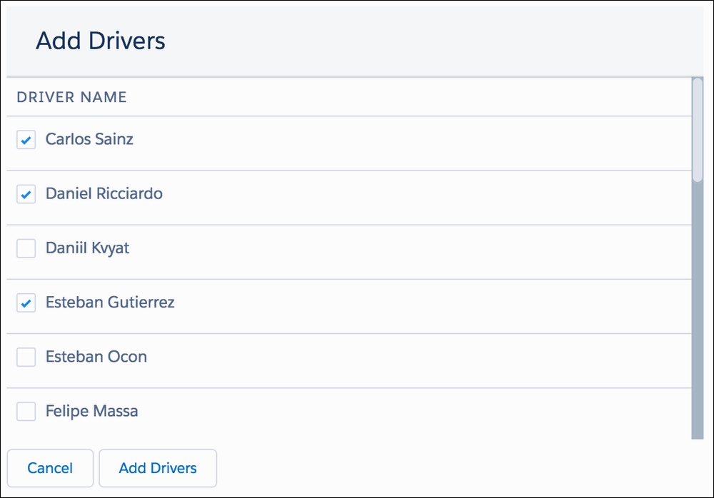 RaceSetup component