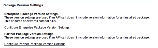 Versioning application access through the Salesforce APIs