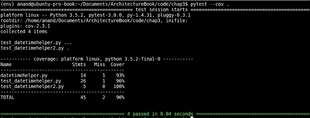 Measuring coverage using pytest