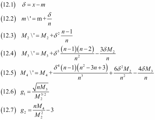 Calculating the mean, variance, skewness, and kurtosis on the fly