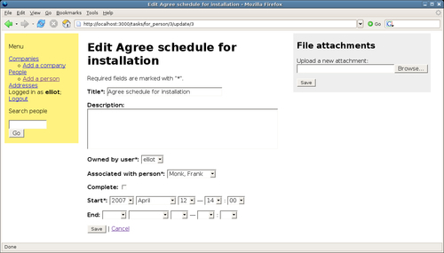 Adding a Form for Attaching a File to a Task