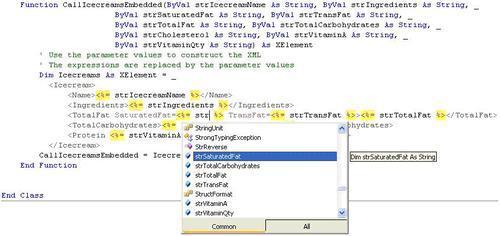 XML Literals and Embedded Expressions in Visual Basic