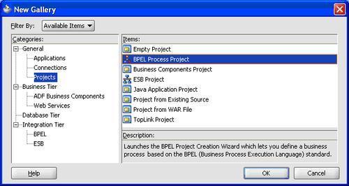 Creating a BPEL project