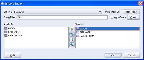 Identifying tables to be operated on