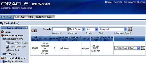 Processing tasks with the worklist application