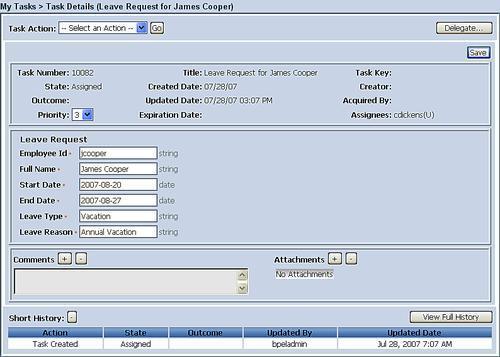 Processing tasks with the worklist application