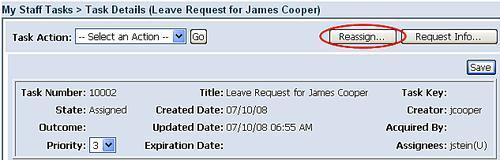 Reassigning reportee tasks