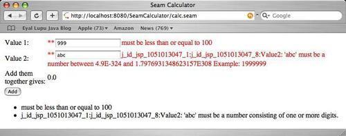 Building and testing the validating Seam calculator