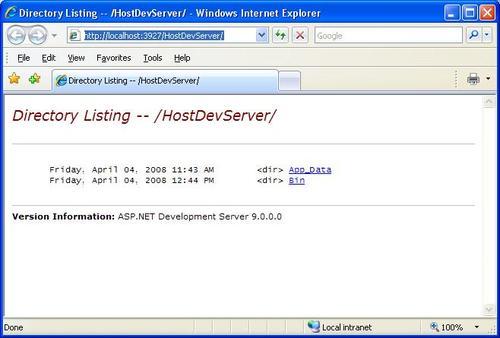 Testing the host applicationWCF service hosting, ASP.NET development server usedhost application, creating