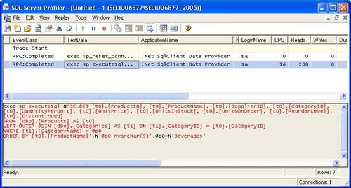 Checking deferred execution with SQL profiler