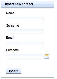 The "Insert new contact" form