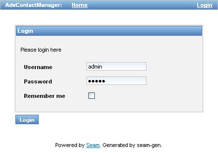 The login page