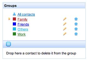 Removing contacts from a group using drag'n'drop