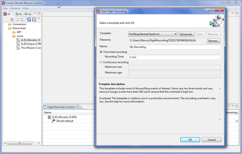 Flight Recorder in JRockit Mission Control
