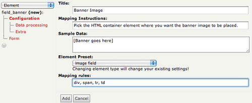 Configuring a data element