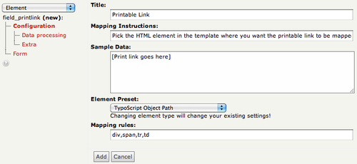 Adding the printable link field to the data structure