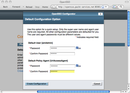 OpenSSO one click configuration