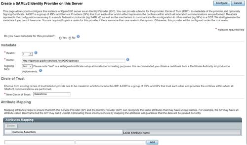 Configuring hosted identity provider and circle of trust