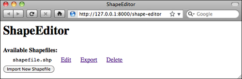 Implementing the "List Shapefiles" view