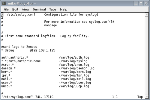 Routing syslog messages to Zenoss Core