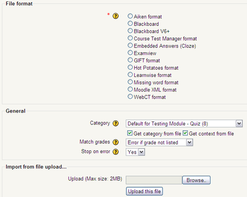 Importing Questions