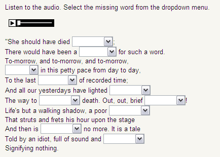 Embedded Answers (Cloze) Listening