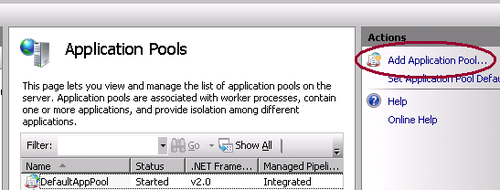 Creating Application pool