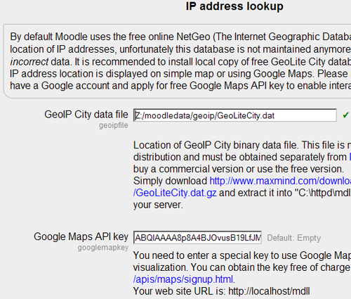 Configuring Moodle to use GeoIP database