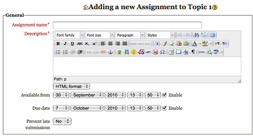 Time for action - creating the assignment