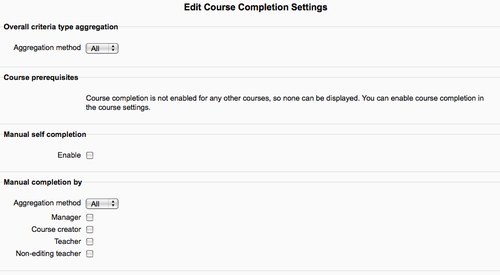 Time for action - configuring completion tracking in your course