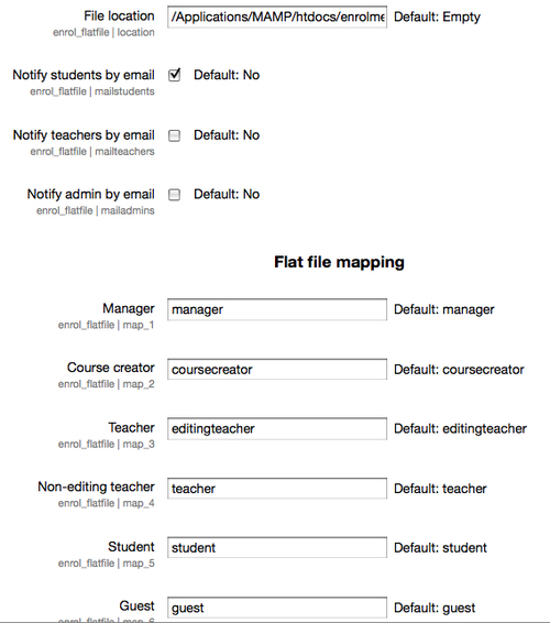 Time for action - editing flat file enrollment plugin settings