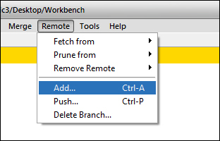 Time for action – adding a remote origin using GUI mode