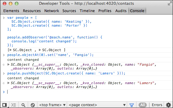 Observing properties on enumerable items