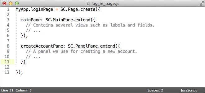 Organizing panes using SC.Page